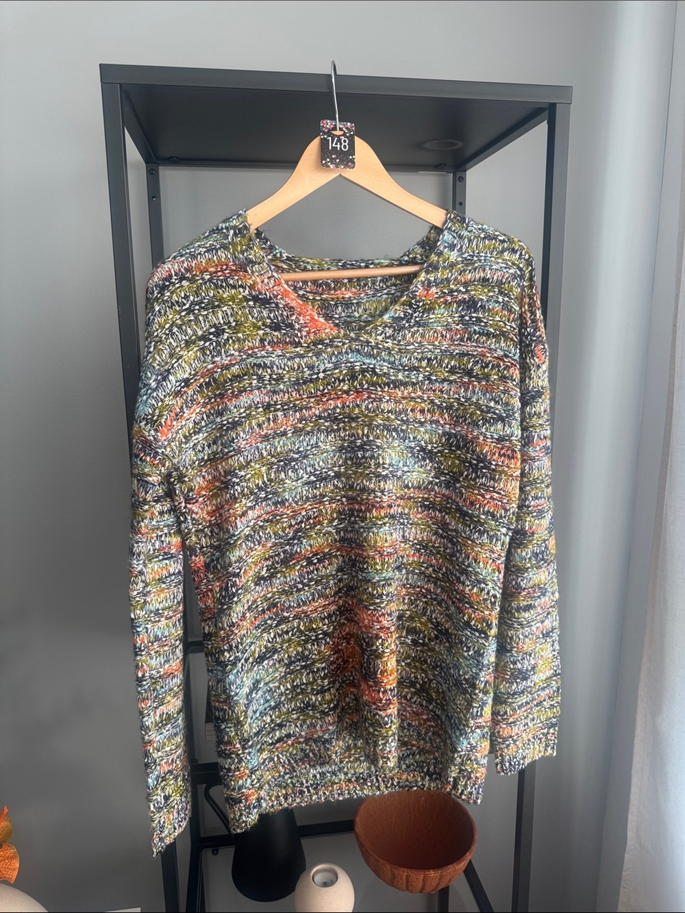148. Multicolor Knit V-Neck Sweater - Women